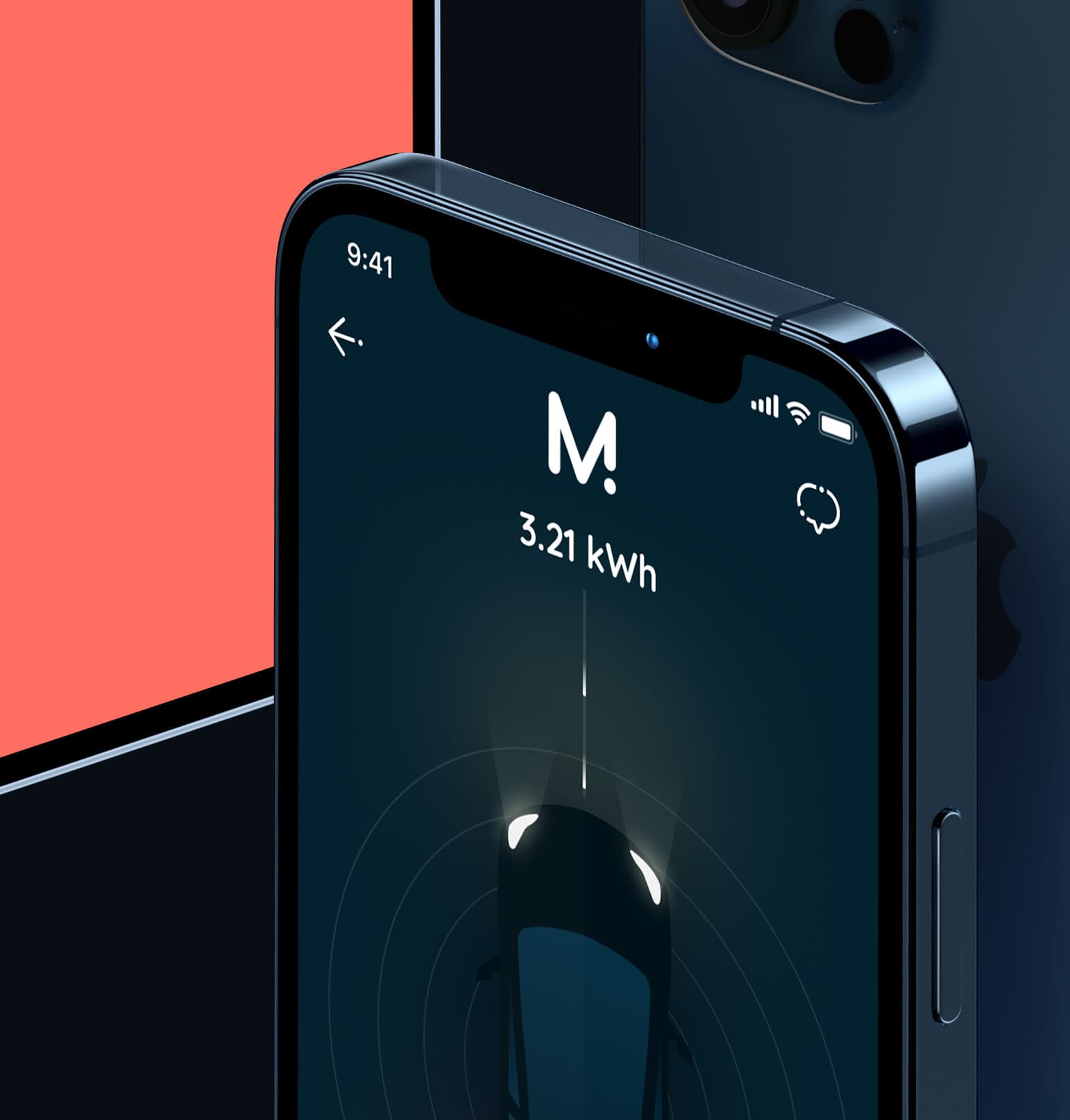 Monta — charging status on device, angled mockup