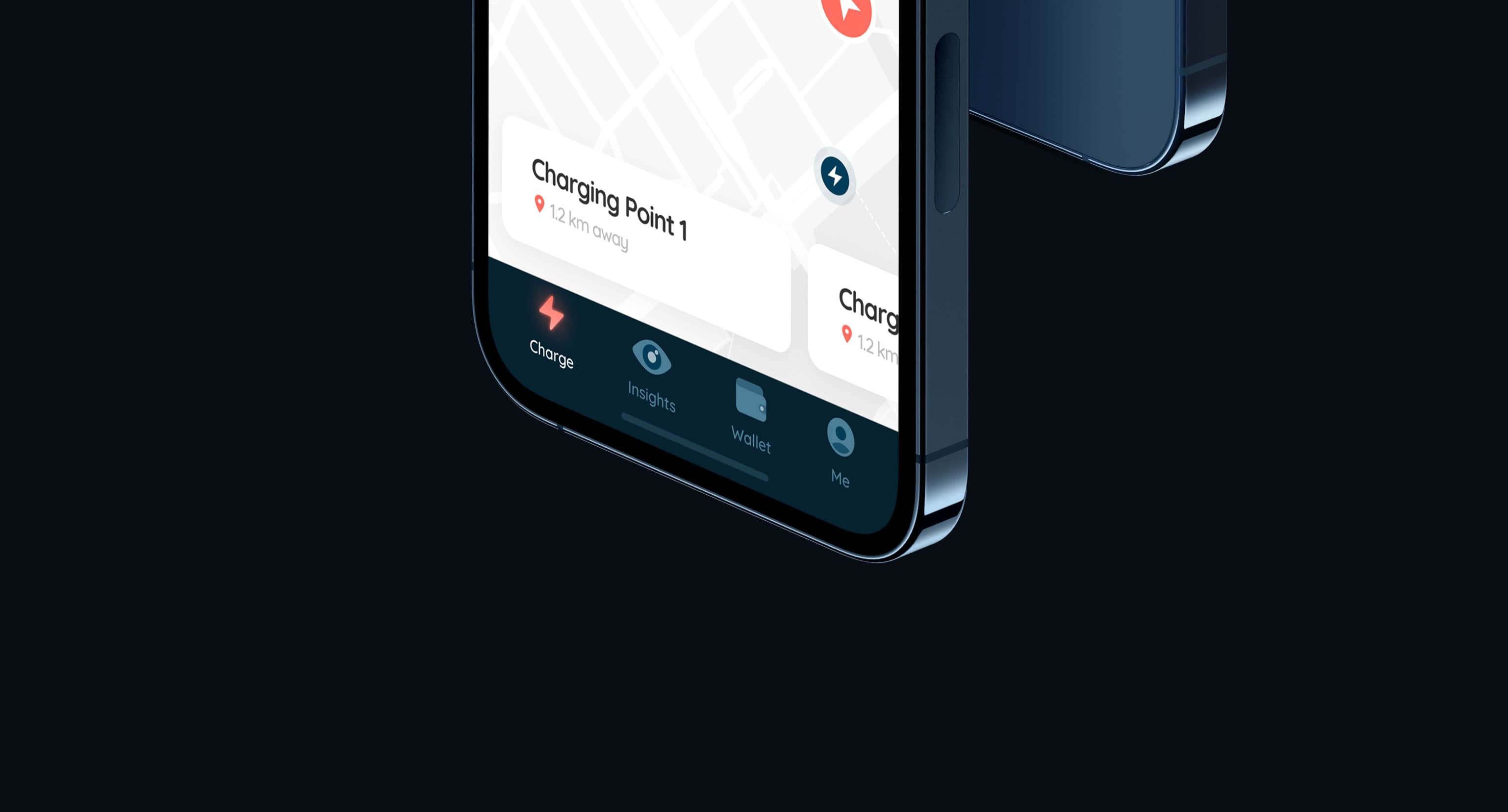 Monta — map, station cards, and bottom navigation